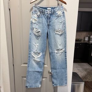 Good American destroyed straight wide leg jeans khloe 4 27